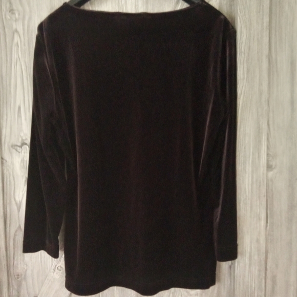 Nygard Collection Brown Stretch Velvet Top M - Picture 2 of 5